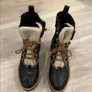 Nine West Black and Tan Combat Boots